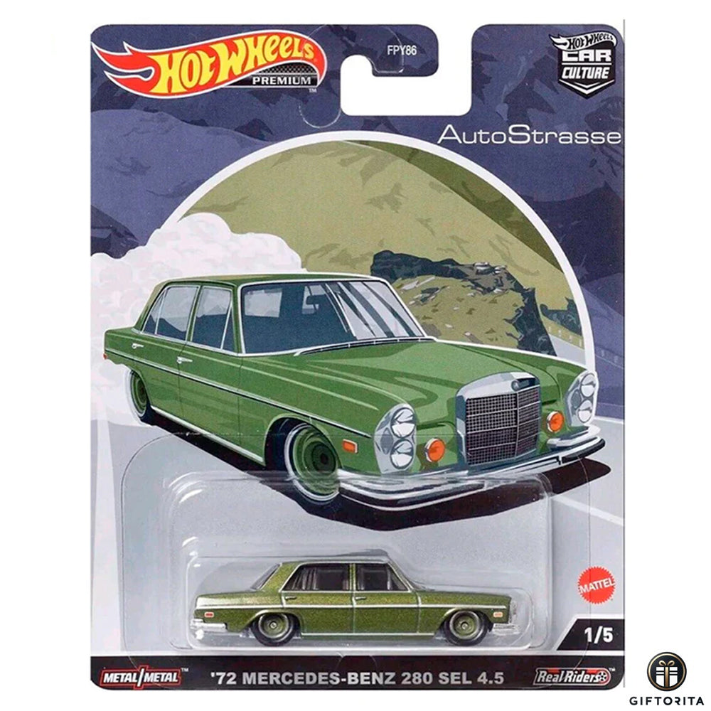 Hot Wheels Premium Single 3 – 72 Mercedes – Benz 280 SEL 4.5 – Auto Strasse – 1/5 – Green