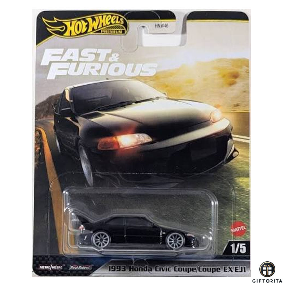 Hot Wheels Premium Single – Fast & Furious – 1993 Honda Civic Coupe Coup EXEJ1 - 1/5 - Black