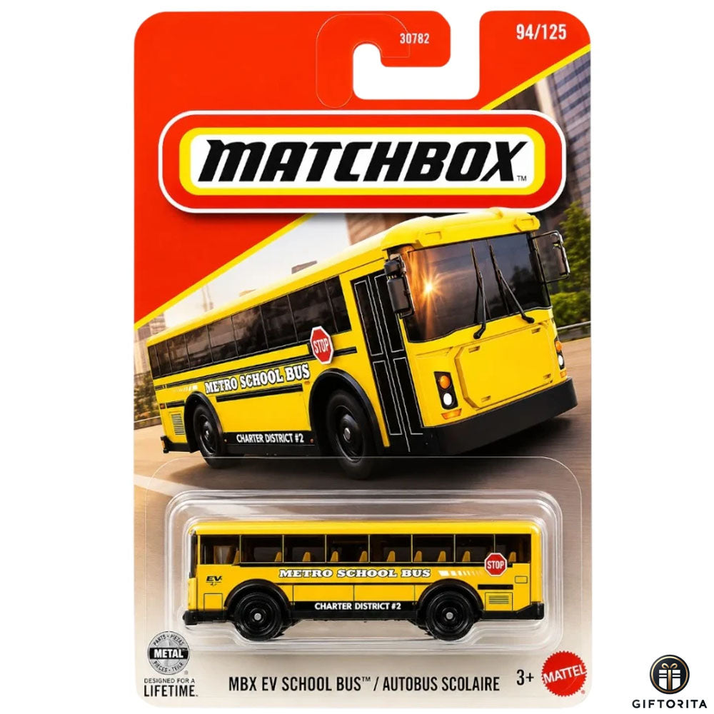 Matchbox Regular Card (P00015) - MBX EV School Bus - 123/125 - Yellow