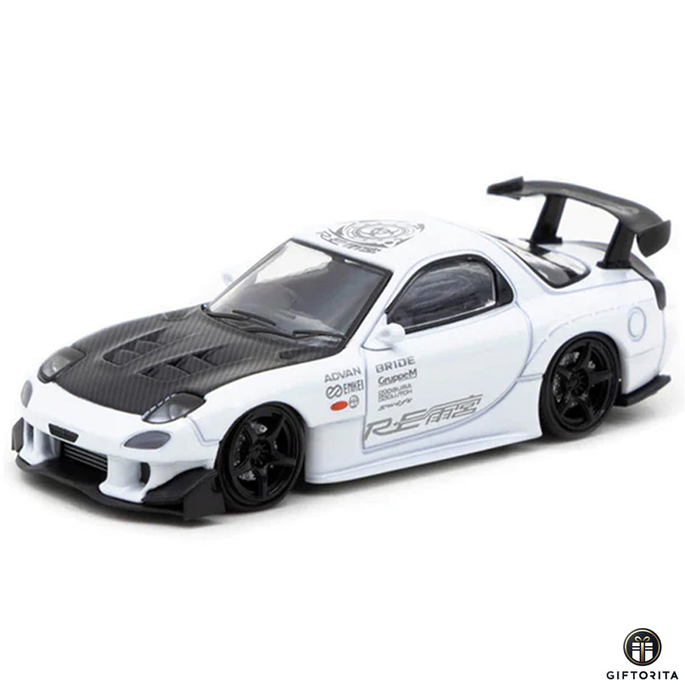 MASTER 1:64 Die Cast (P00078) – MAZDA RX-7 – WHITE- BLACK HOOD