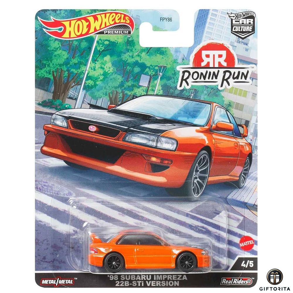 Hot Wheels Premium Single 4 – 98 Subaru Impreza 22B-STi Version – RONIN RUn – 4/5 – Orange