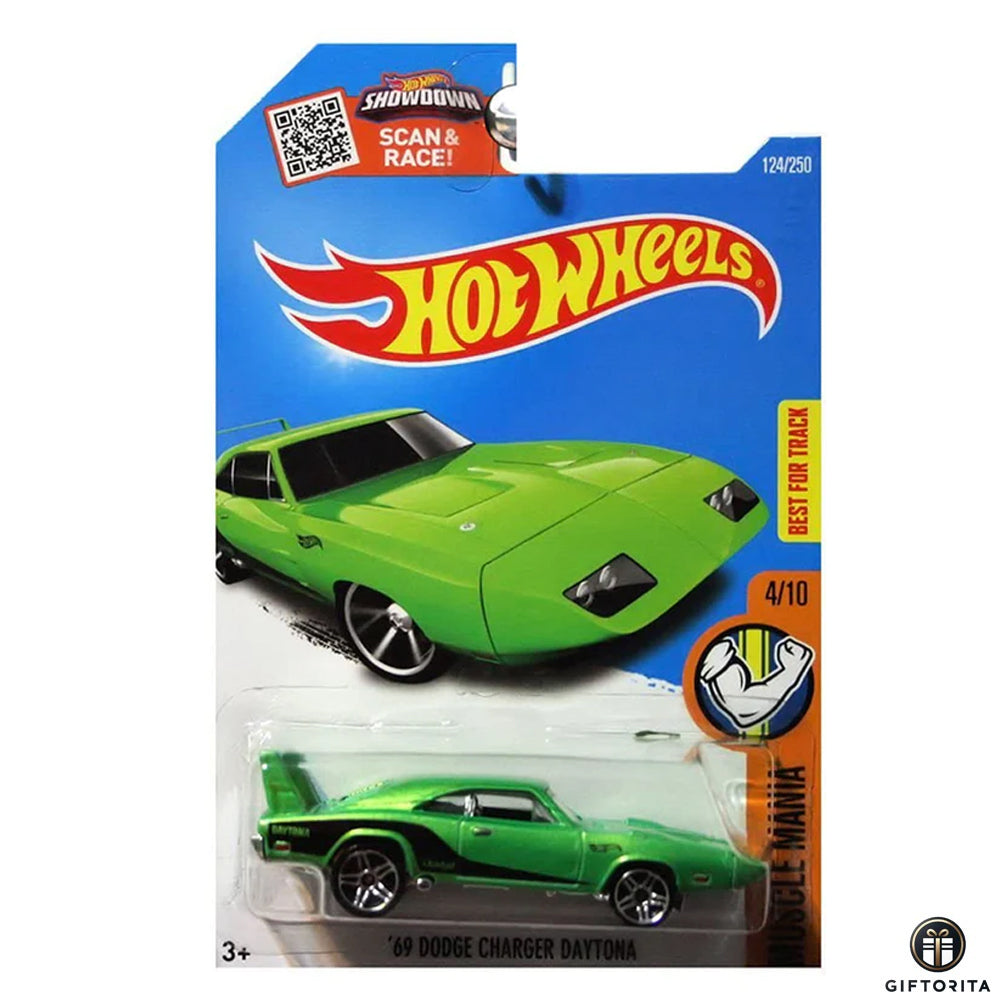 Hot Wheels Regular (LOOSE) P01211 – 69 Dodge Charger Daytona – 4/10 & 124/250 – Green Black Liner (CARD AVAILABLE)