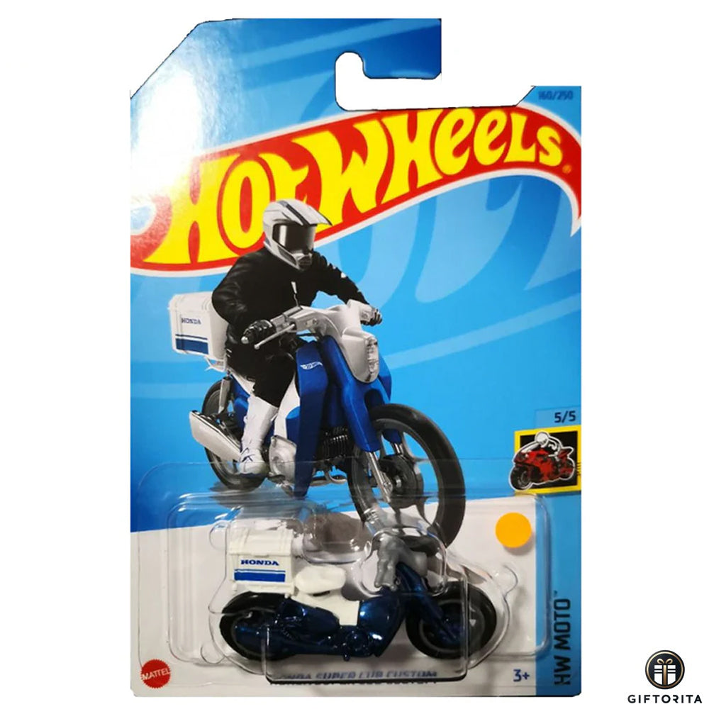 Hot Wheels Regular *AVRG Bike – Honda Super Cub Custom – 5/5 &160/250 – White & Blue