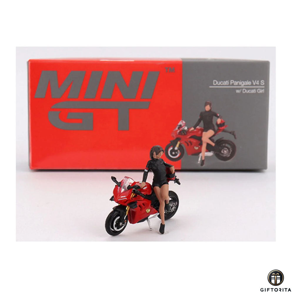 MINI GT 1:64 Die Cast # 682 - Ducati Panigale V4 S w/Ducati Girl