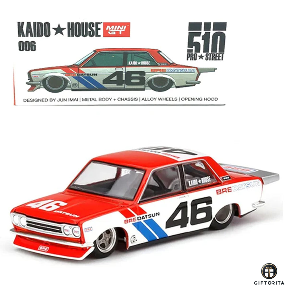 MINI GT 1:64 Die Cast – KAIDO * HOUSE 006 (P00110) - Bre Datsun 46 – 510 Pro street