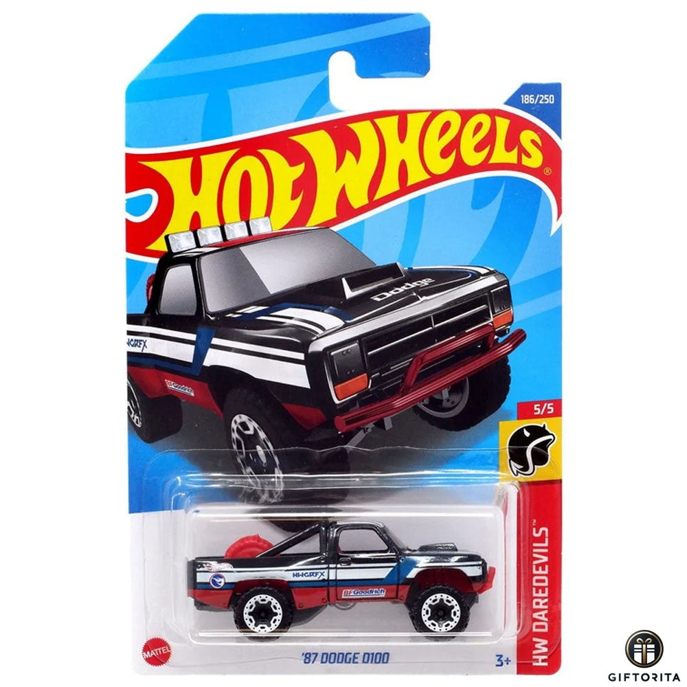 Hot Wheels Regular Dodge - 87 Dodge D100 (TH) - 5/5 & 186/250 - Black,Red & Blue Liner