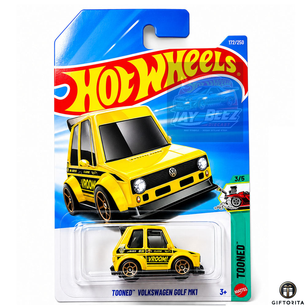 Hot Wheels Regular - Tooned Volkswagen Golf MK1 - 3/5 & 172/250 - Yellow