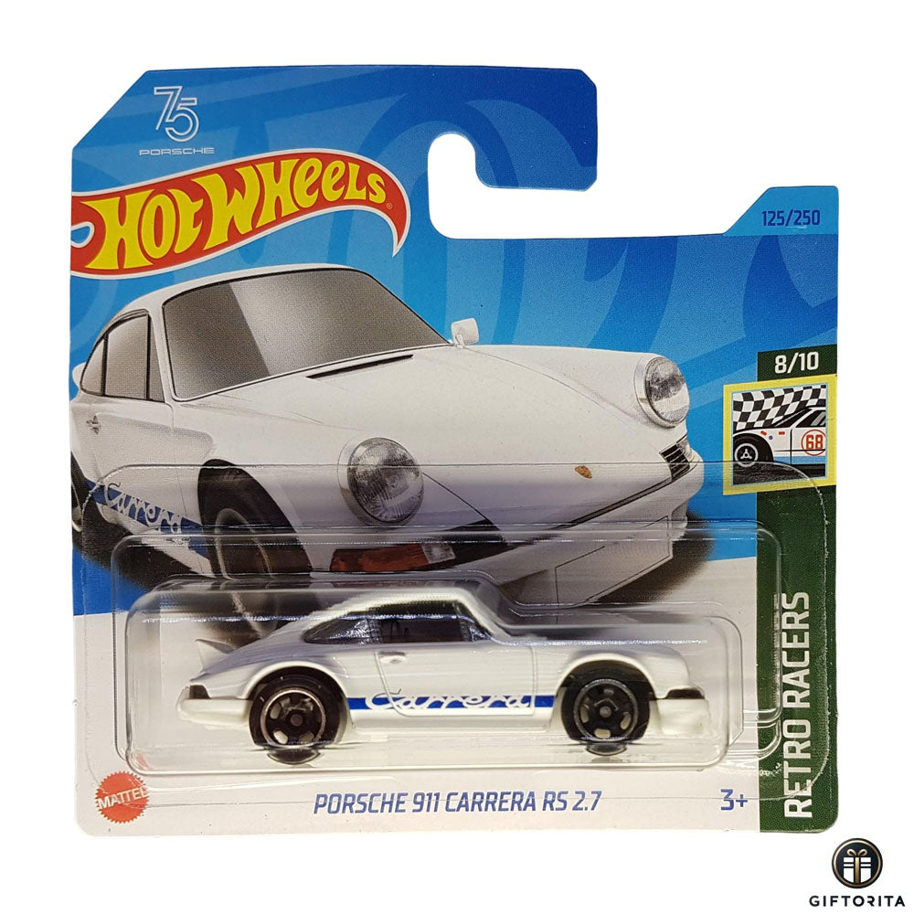 Hot Wheels Regular Short Card – Porsche 911 Carrera RS 2.7 - 8/10 & 125/250 - White