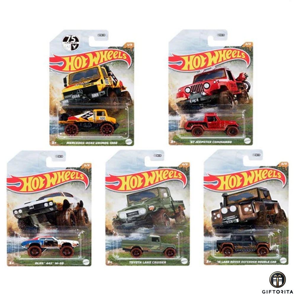 Hot Wheels Regular (P01190)- Mud Runners ( Set Of 5 Cars ) – Multicolor