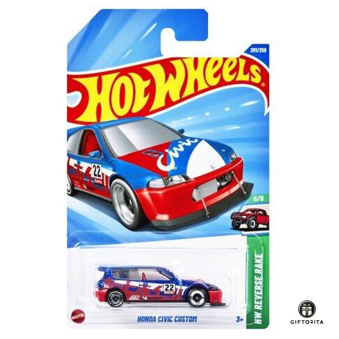 Hot Wheels Regular - Honda Civic Custom - 5/5 & 201/250 - Red & Blue
