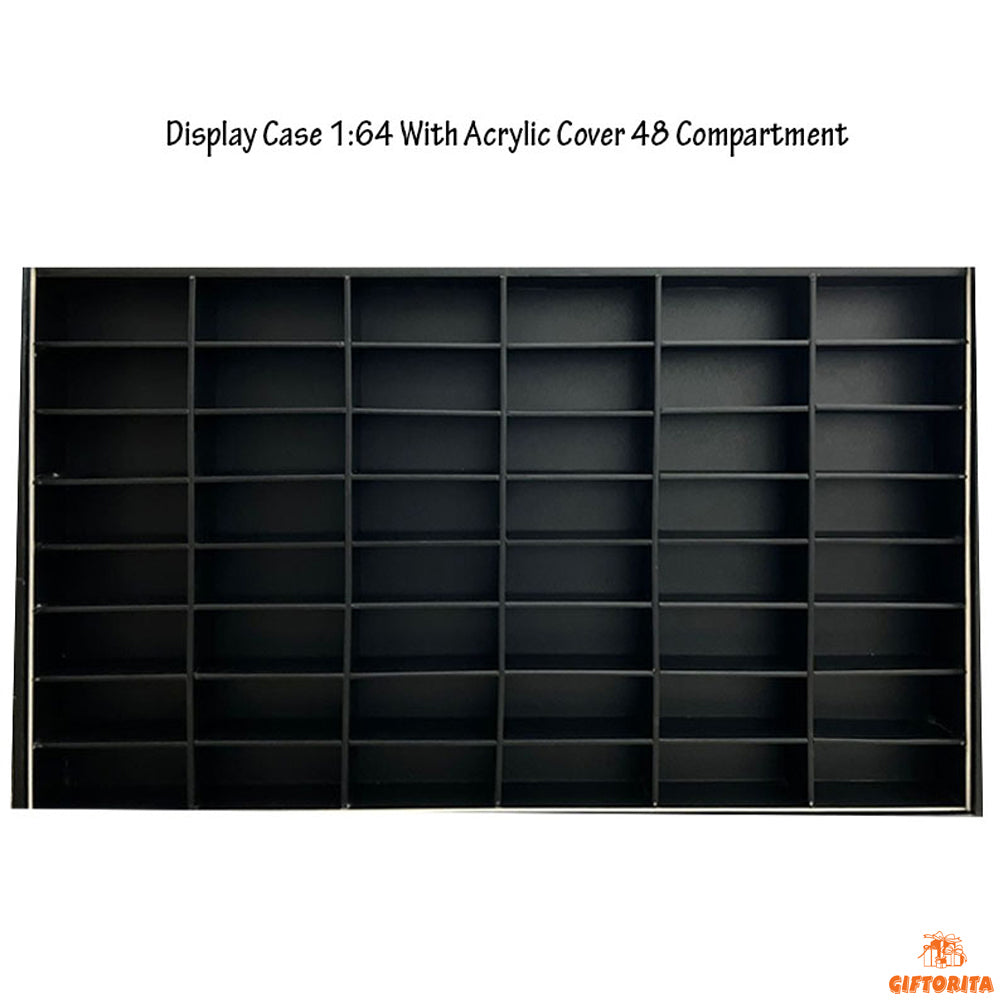 Display Case – 1:64 Diecast Wooden Acrylic 48 Compartment (P00195) – Black