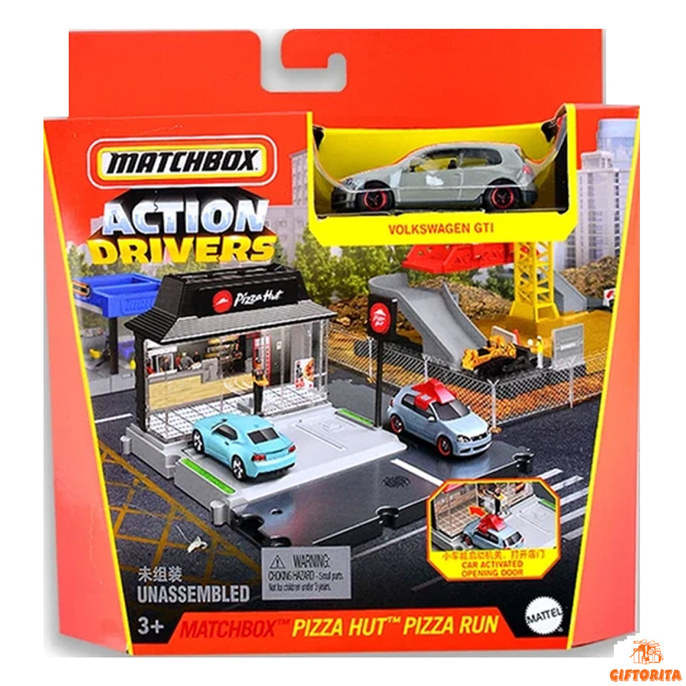DIORAMA (P01622) - Matchbox Action Drivers # Pizza Hut Pizza Run # Volkswagen GTI