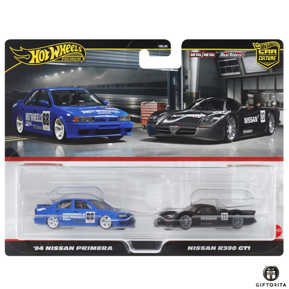 Hot Wheels Premium 2 Pack Set (P00009) – CAR CULTURE – 94 Nissan Primera And Nissan R390 GT1