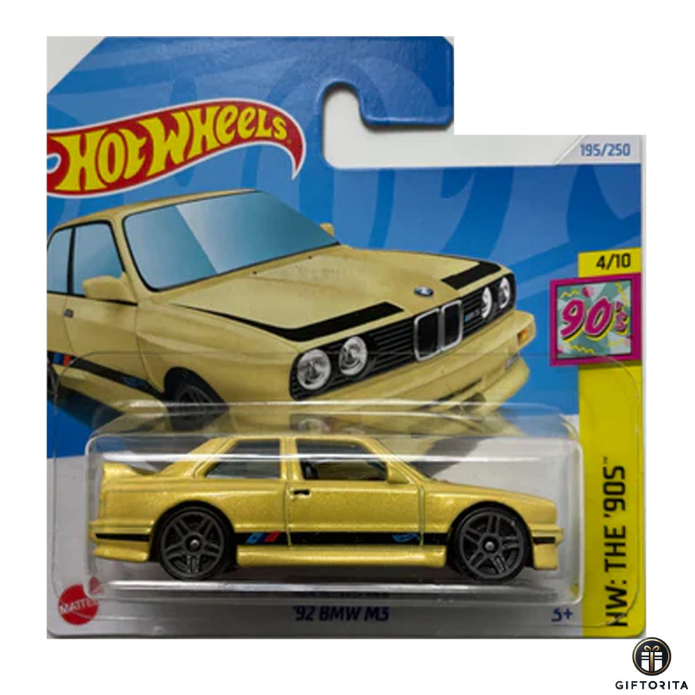 Hot Wheels Regular Short Card – 92 BMW M3 -4/10 & 195/250 - Yellow