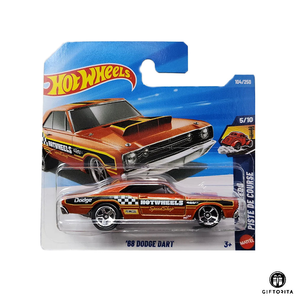 Hot Wheels Regular Short Card – '68 DODGE DART - 5/10 & 104/250 - Orange