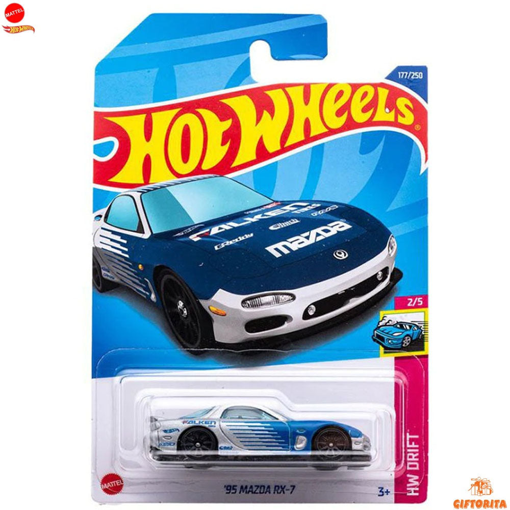 Hot Wheels Regular Mazda 1 – 95 Mazda RX-7 – Falken – 2/5 & 177/250 – Silver+blue
