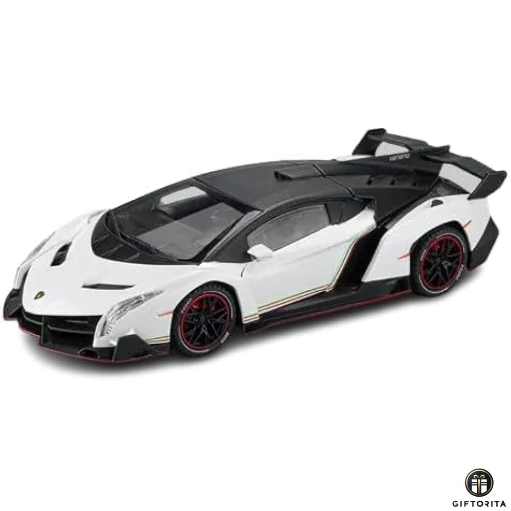 Die Cast 1:24 CHE ZHI (P01677) - HONGQI Lamborghini Veneno - White - Model Car with Di