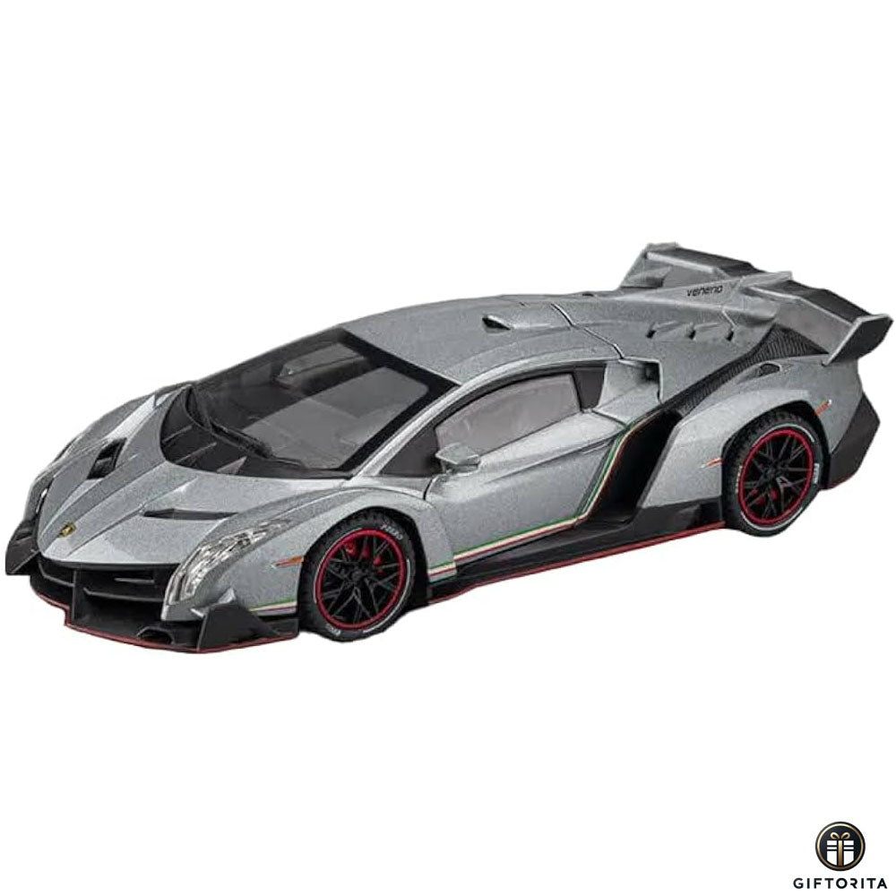 Die Cast 1:24 CHE ZHI (P01677) - HONGQI Lamborghini Veneno - Gray - Model Car with Disply Case