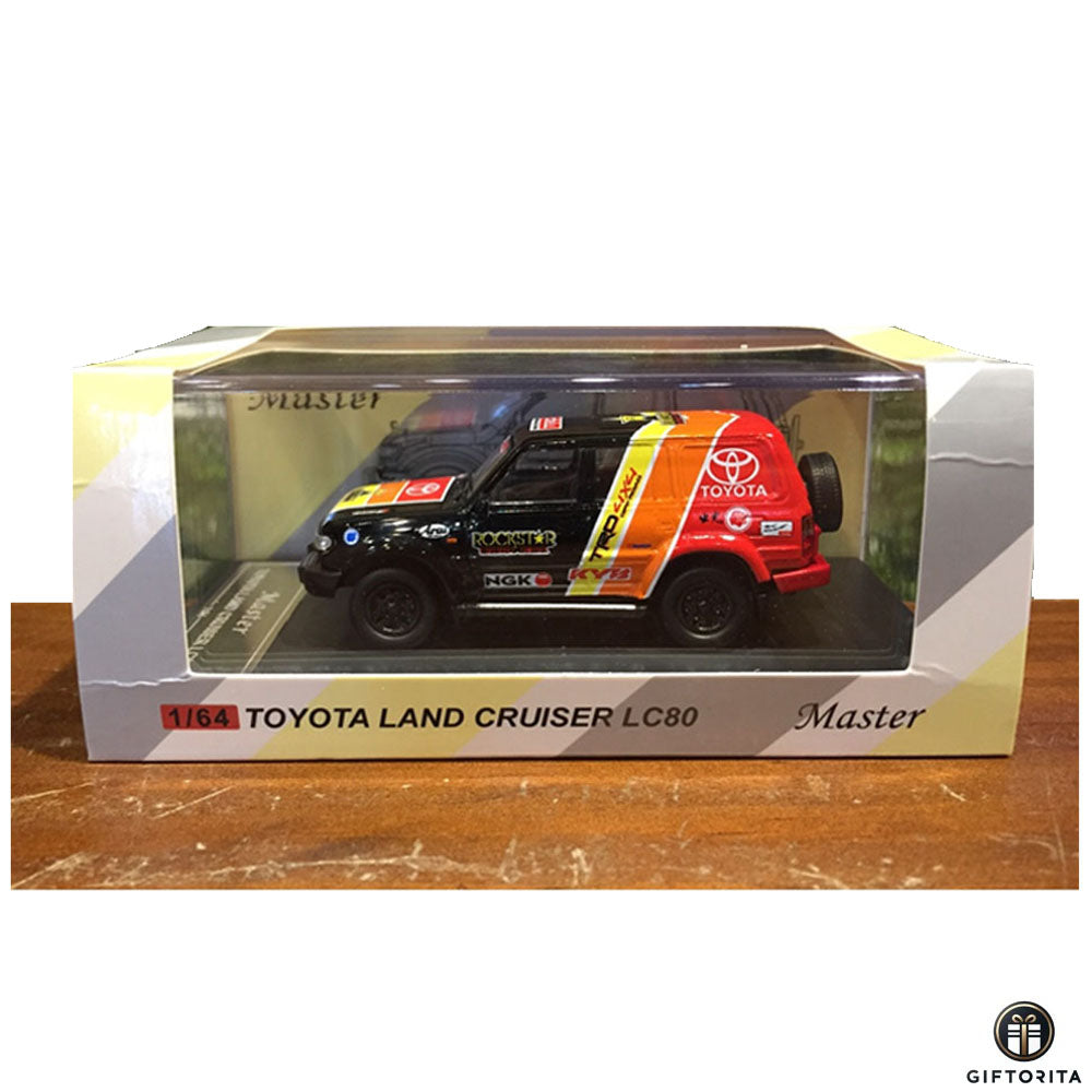 MASTER 1:64 Die Cast (P00078) – Toyota Land Cruiser LC80 Red & Black -Rockstar Energy Drink
