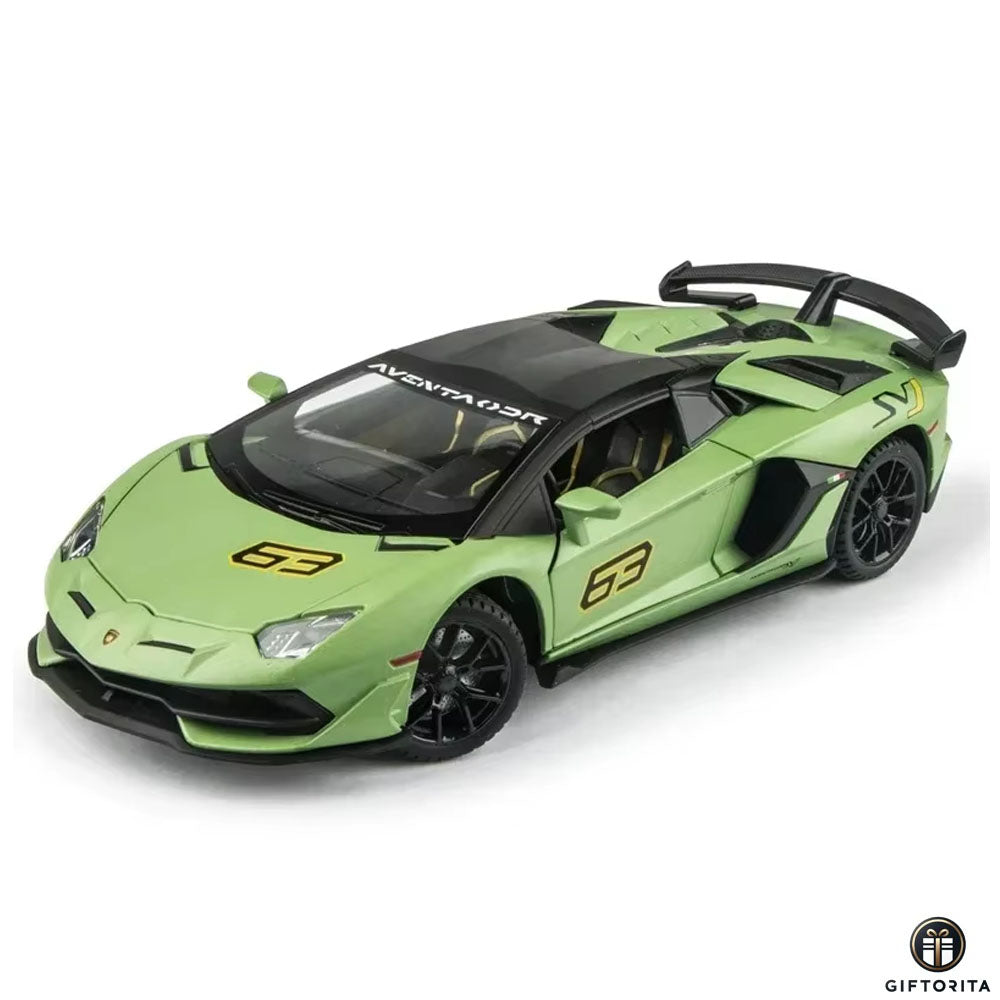 Die Cast 1:24 – MINIAUTO (P01677) - Lamborghini Aventador SVJ 63 - Green - Model Car with Disply Case