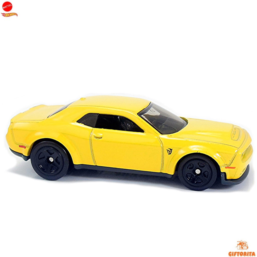 Hot Wheels Regular (LOOSE) P01211 – 18 Dodge Challenger SRT Demon – 8/10 & 319/365 – Yellow (CARD AVAILABLE)