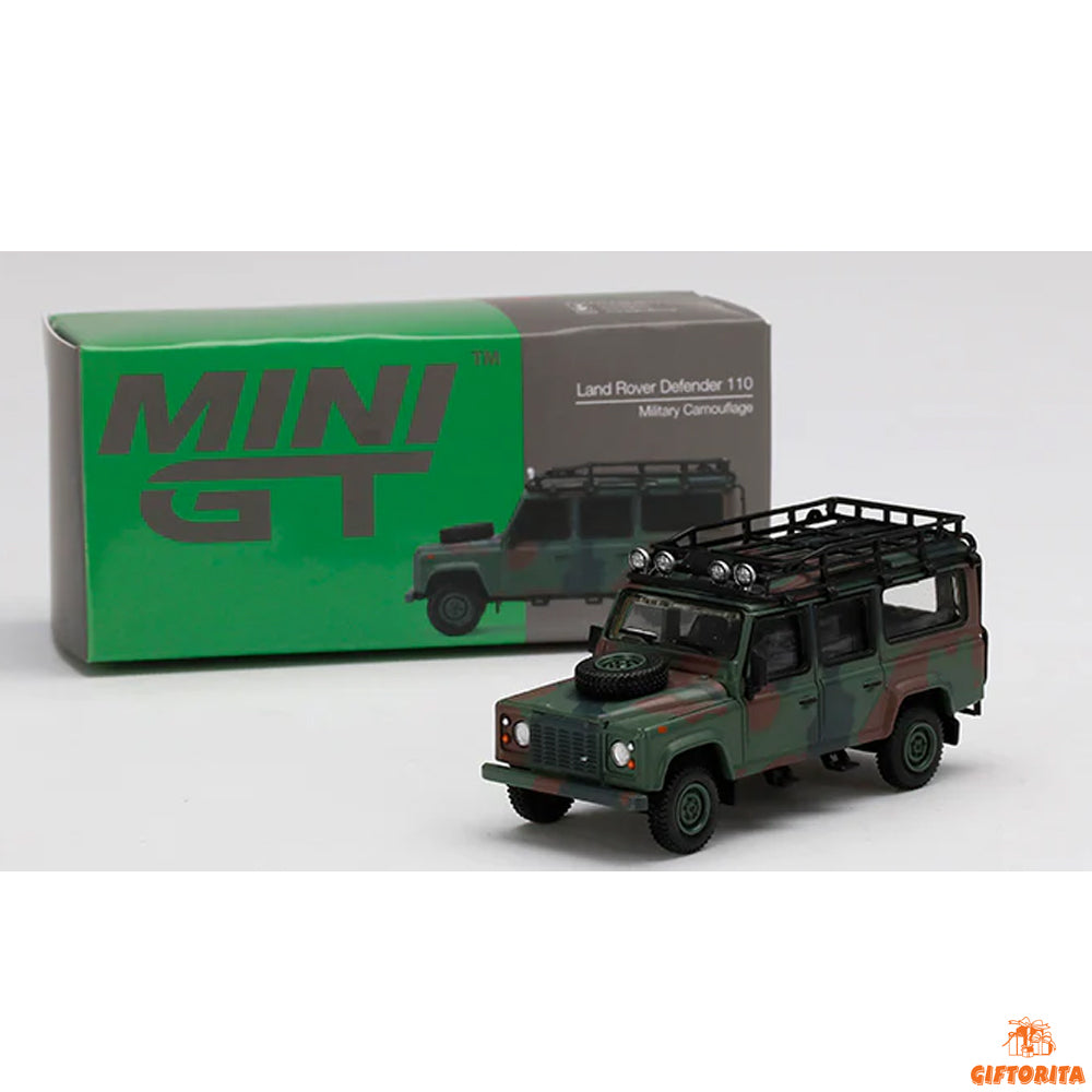 MINI GT 1:64 Die Cast # 237 – Land Rover Defender 110 – Military Camouflage