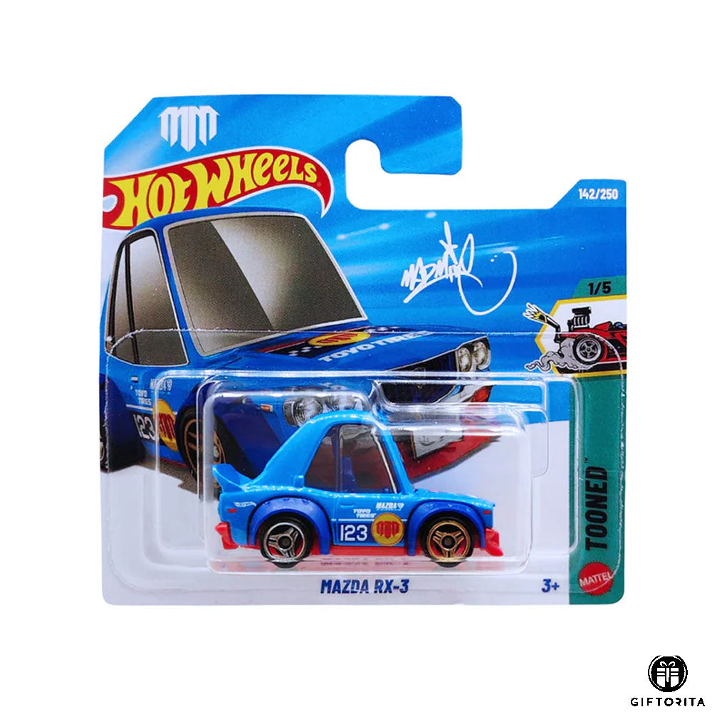 Hot Wheels Regular Short Card - Mazda RX-3 - 1/5 & 142/250 - Blue