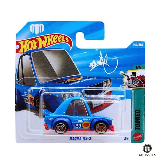 Hot Wheels Regular Short Card - Mazda RX-3 - 1/5 & 142/250 - Blue