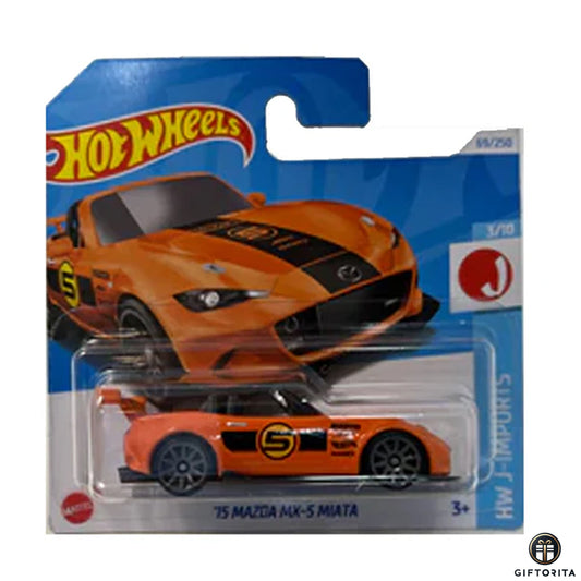 Hot Wheels Regular Short Card – 15 Mazda MX-5 Miata – 3/10 & 69/250 – Orange