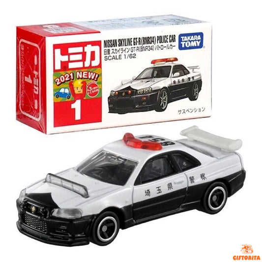 DIE CAST 1:64 – TOMICA REGULAR 1 – NISSAN SKLINE GT-R (BNR34) POLICE CAR