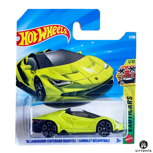 Hot Wheels Regular Short Card – '16 Lamborghini Centenario Roadster / Cabriolet Decapotable 1/10 & 2/250 - Green