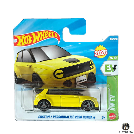 Hot Wheels Regular Short Card – Custom/Personnalise 2020 Honda e - 9/10 %115/250 - Yellow
