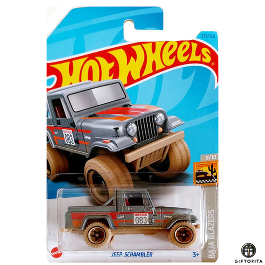 Hot Wheels Regular Jeep  – Jeep Scrambler  –  8/10 & 233/250  – Gray