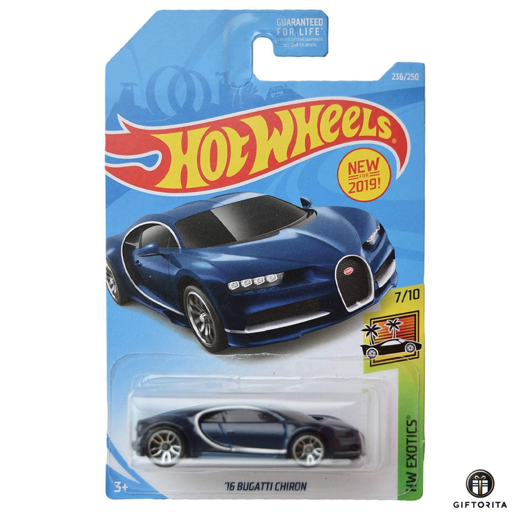 Hot Wheels Regular Bugatti - 16 Bugatti Chiron -7/10 & 236/250 - Blue