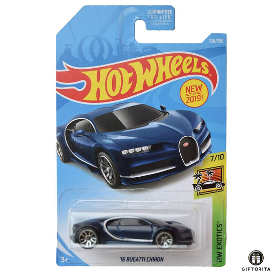 Hot Wheels Regular Bugatti - 16 Bugatti Chiron -7/10 & 236/250 - Blue