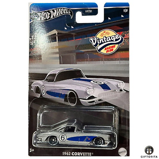 Hot Wheels Regular Corvette - Vintage Racing Club - 1962 CORVETTE - 1/5 - Sliver