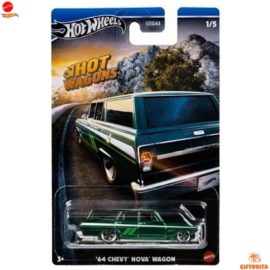 Hot Wheels Regular – Hot Wagons – 64 Chevy Nova Wagon – 1/5 – Green