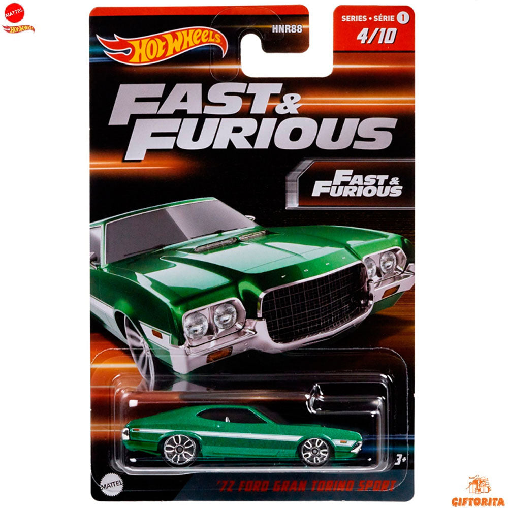 Hot Wheels Regular Ford 2 – F&F – 72 Ford Gran Torino Sport – 4/10 – Green