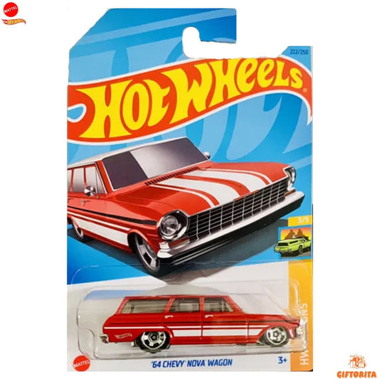 Hot Wheels Regular – 64 Chevy Nova Wagon – 3/5 & 222/250 – Red