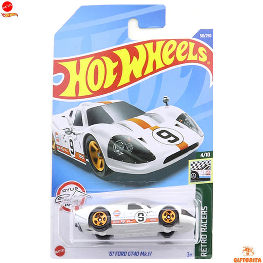 Hot Wheels Regular Ford 2- 67 Ford GT40 Mk.IV (Gulf) – 4/10 & 58/250 – White