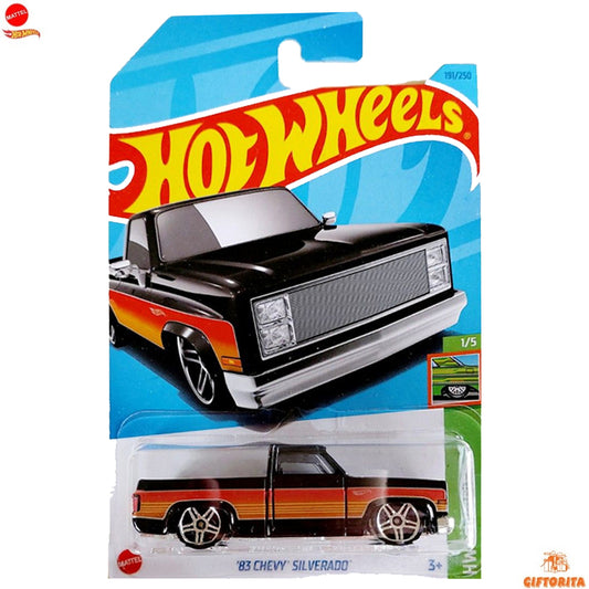 Hot Wheels Regular – 83 Chevy Silverado – 1/5 & 191/250 – Black & Red-liner