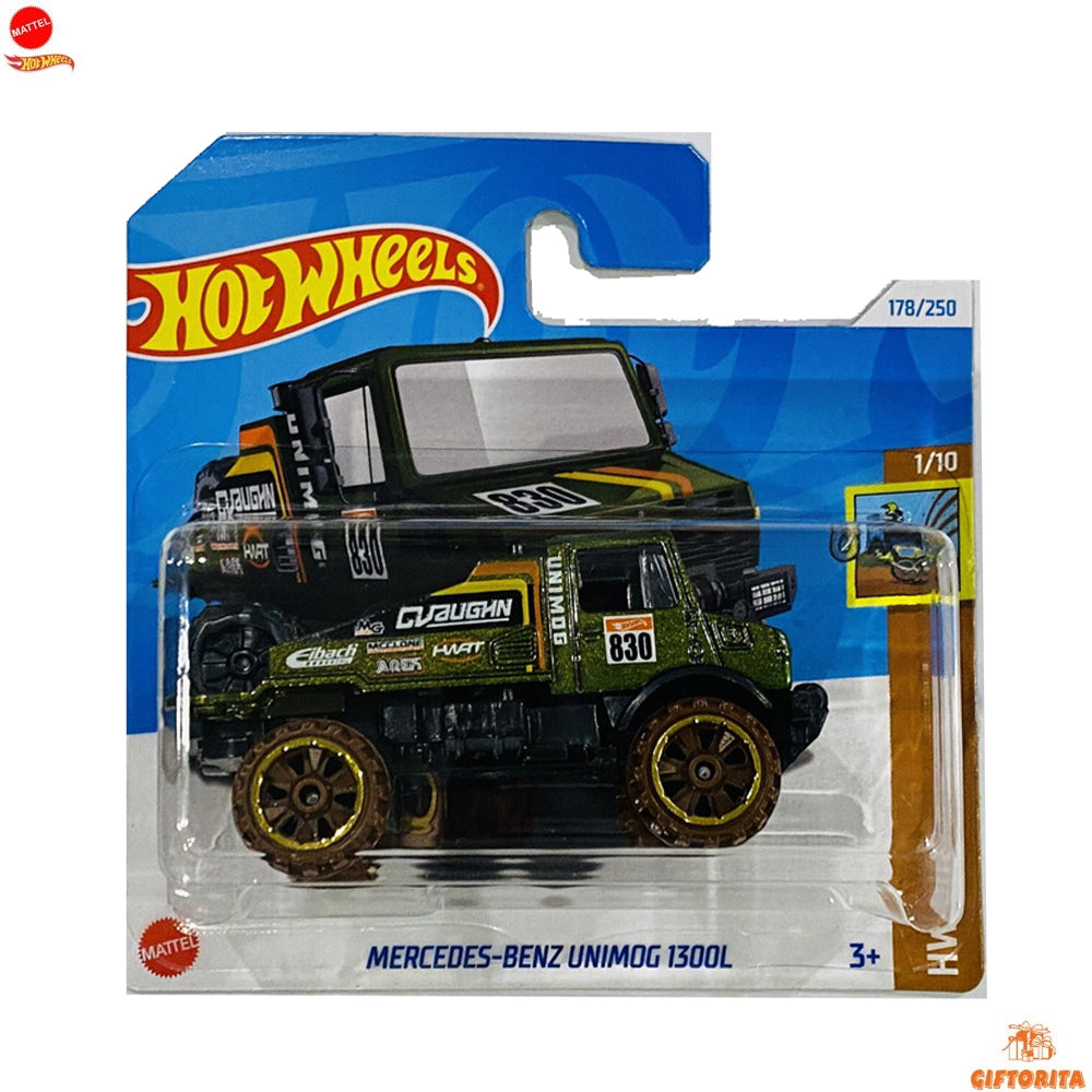 Hot Wheels Regular Short Card – Mercedes-Benz Unimog 1300L – 1/10 & 178/250 – Green