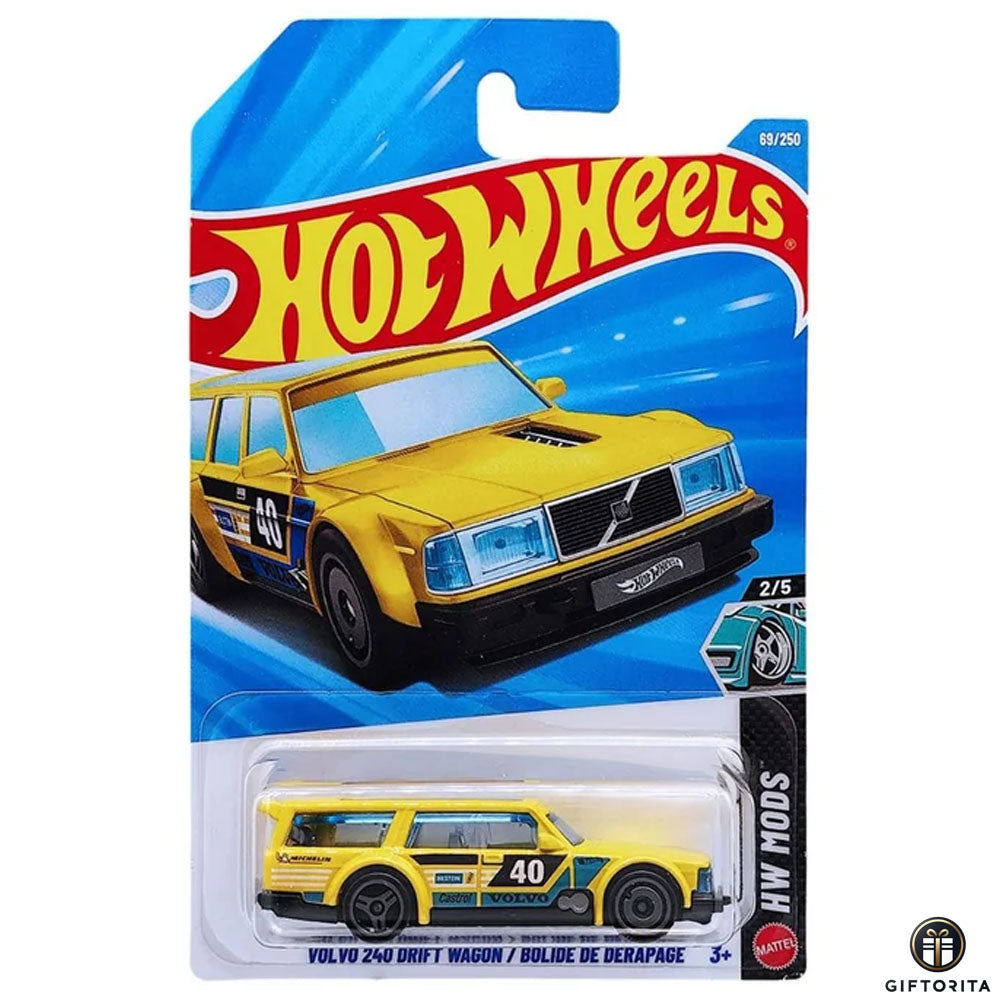 Hot Wheels Regular - Volvo 240 Drift Wagon / Bolide De Derpage - 2/5 & 69/250 - Yellow