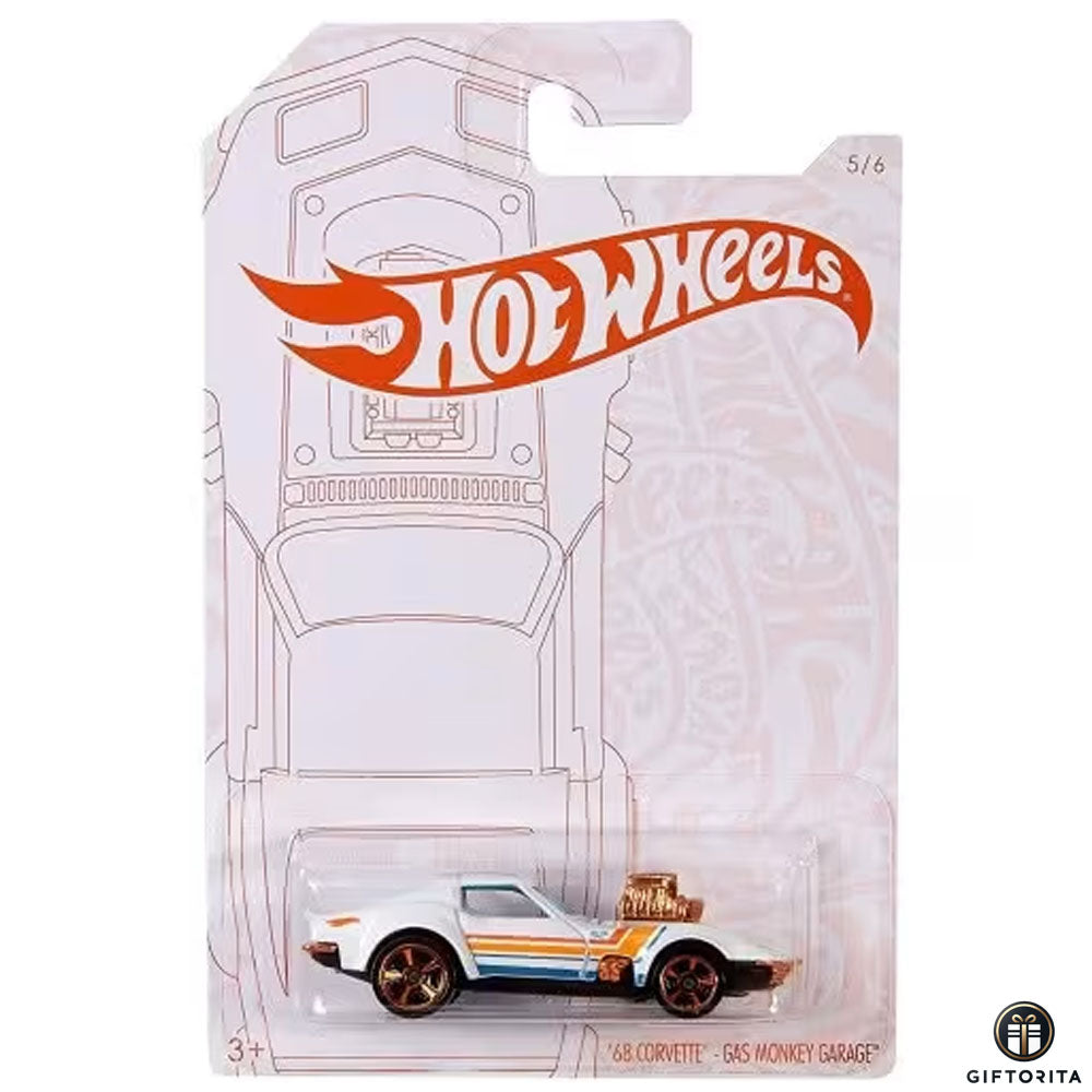 Hot Wheels Regular - 68 Corvette - Gas Monkey Garage - 5/6 - White