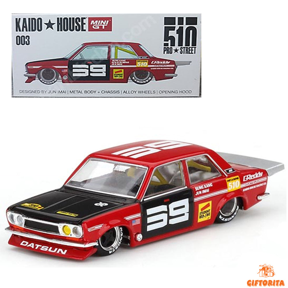 MINI GT 1:64 Die Cast – KAIDO * HOUSE 003 (P00110)– Datsun Pro Street SK510 Red Kaido House