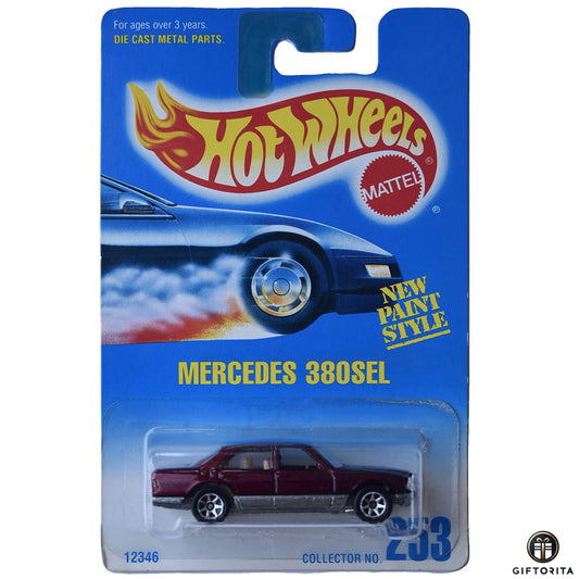 Hot Wheels Regular Mercedes – Mercedes 380SEL - Collector No 253 - Red & Silver