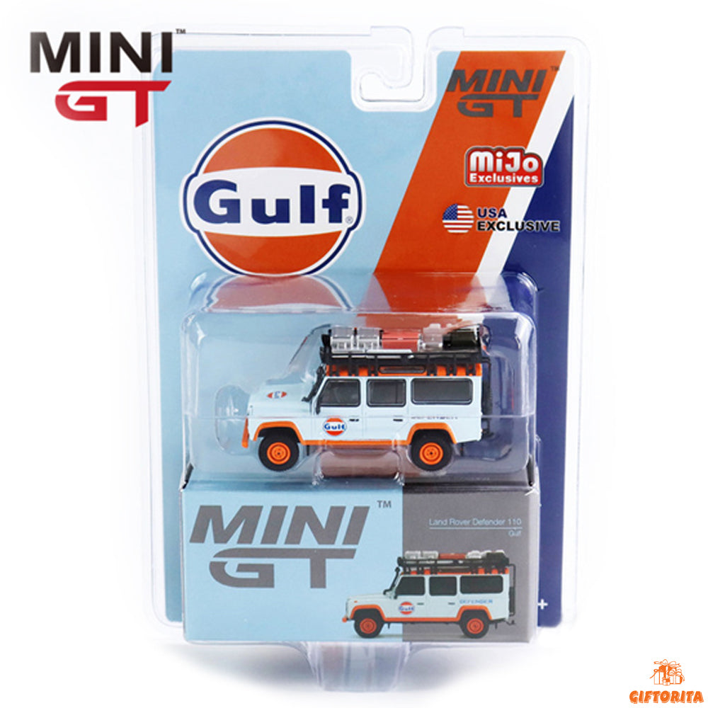 MINI GT 1:64 Die Cast # 156 (P00947) – Mijo Exclusive – Land Rover Defender 110 Gulf