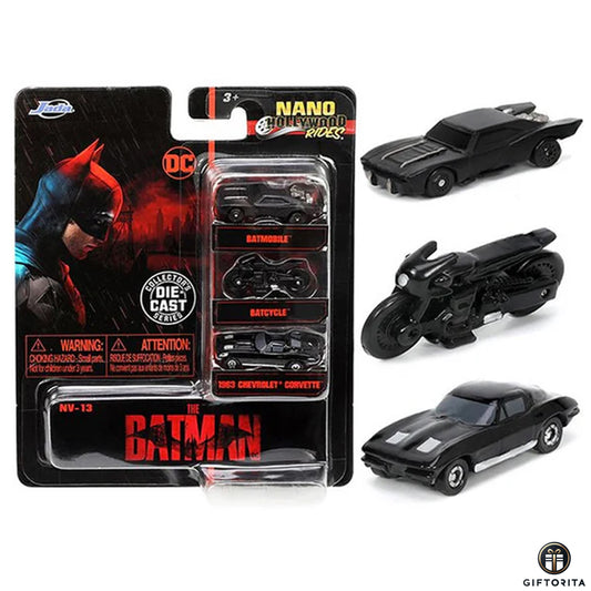 Nano Hollywood Rides (P01617) – Jada DC Comics – The Batman (2022) Movie Series Diecast 3 Piece Set
