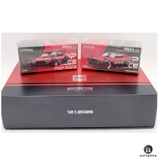 Pop Race x Fat Five Racing CARMEET 2025 2 Car Nissan GT-R Drift Boxed Set (P01697)