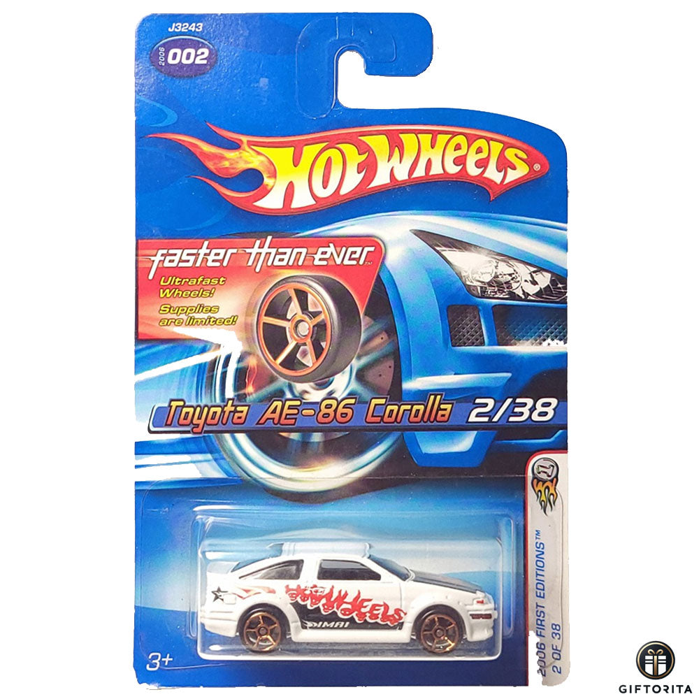 Hot Wheels Regular - Toyota AE-86 Corolla # 2006 First Edition Faster Than Ever FTE # 2 of 38 - White